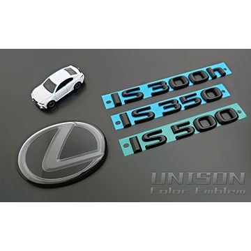 UNISON-純正エンブレム改　レクサスIS/E30系3型　マットブラック(ツヤ消し黒)エンブレム（エンブレム）(1)