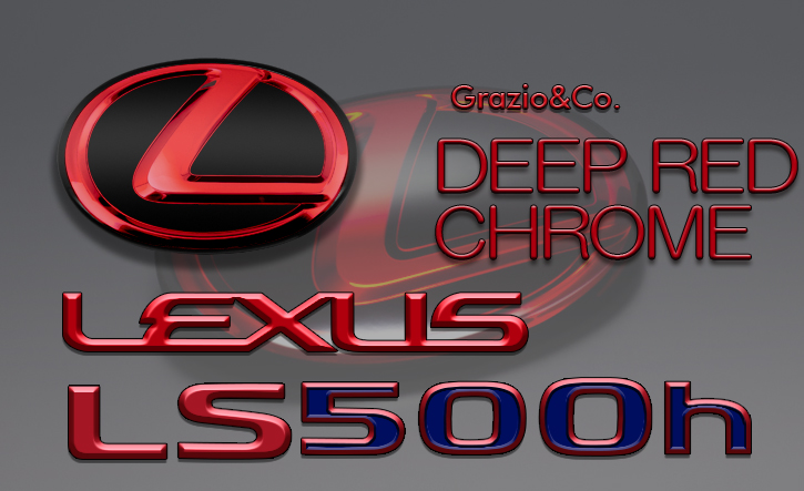 Grazio(グラージオ) レクサスLS エンブレムパーツ レッドクロームエンブレム 50系