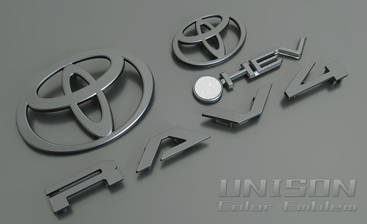 RAV4用マットブラック(ツヤ消し黒)エンブレム UNISON-純正エンブレム改
