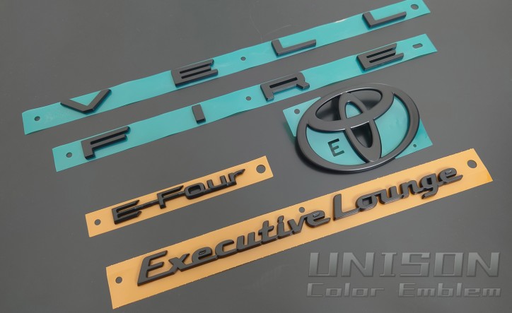 ヴェルファイア40系用マットブラックエンブレム UNISON-純正エンブレム改